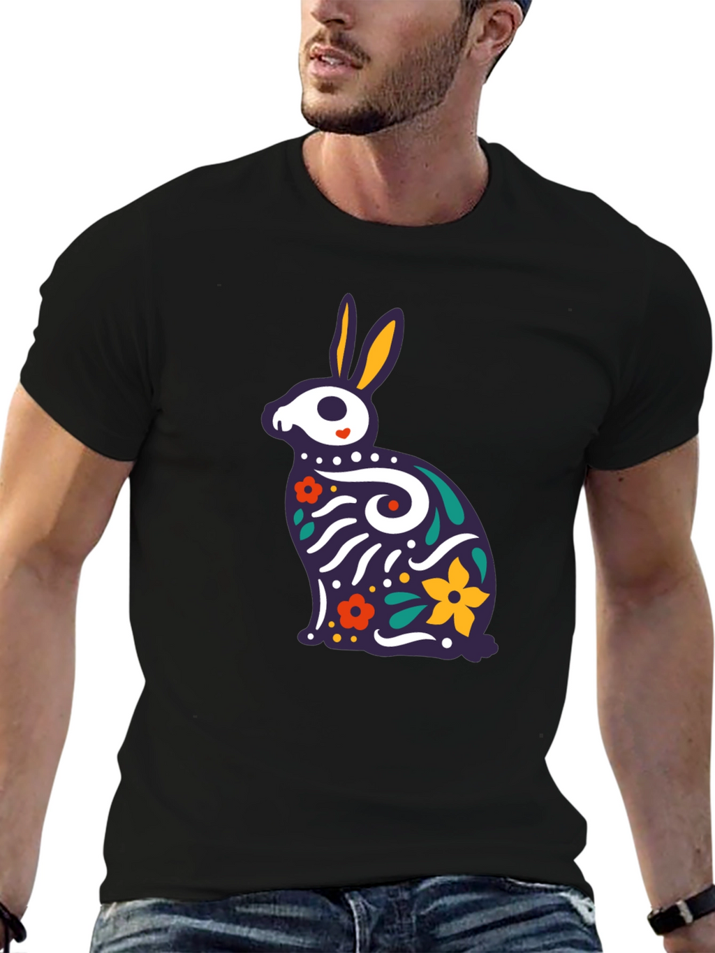 Rabbit Sugar Skull T-Shirt - Dia de los Muertos