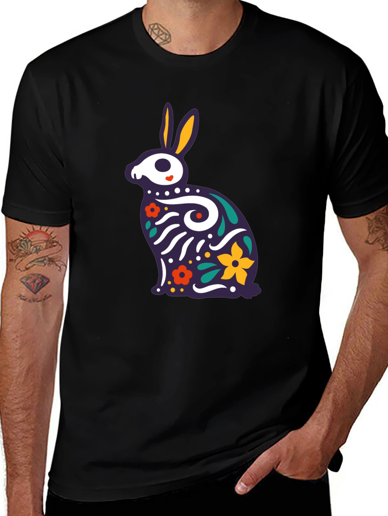 Rabbit Sugar Skull T-Shirt - Dia de los Muertos