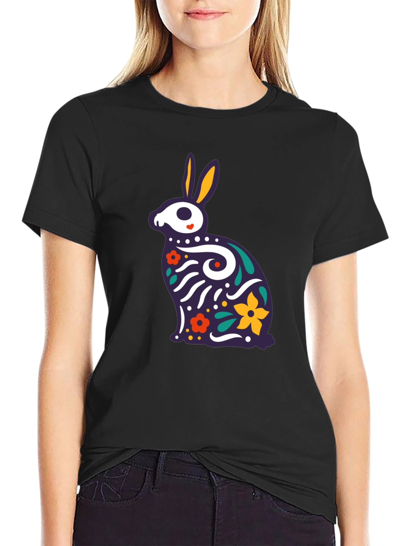 Rabbit Sugar Skull T-Shirt - Dia de los Muertos