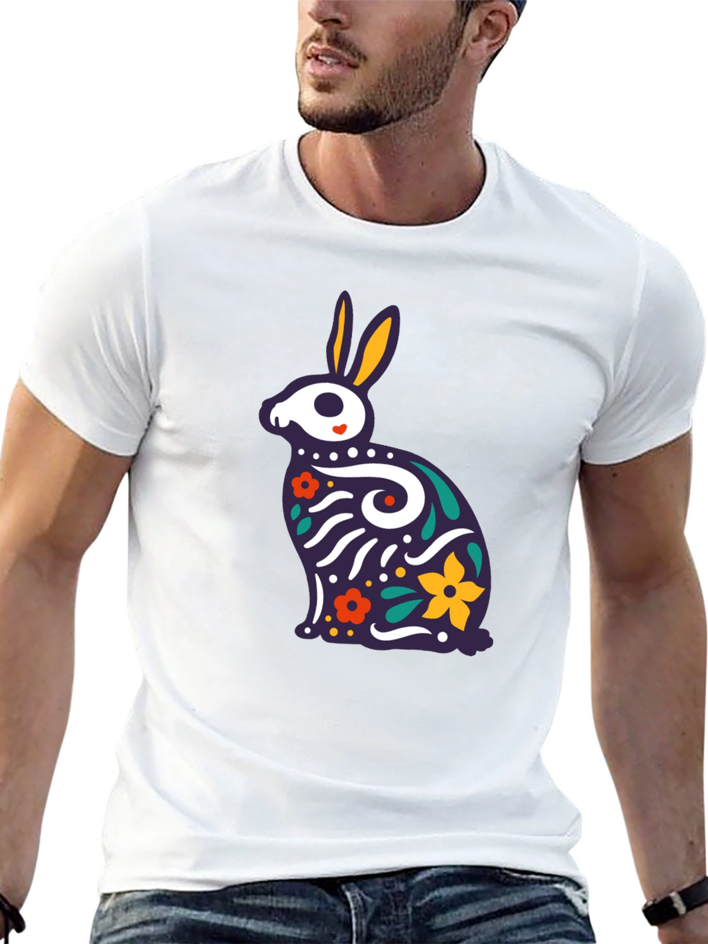 Rabbit Sugar Skull T-Shirt - Dia de los Muertos