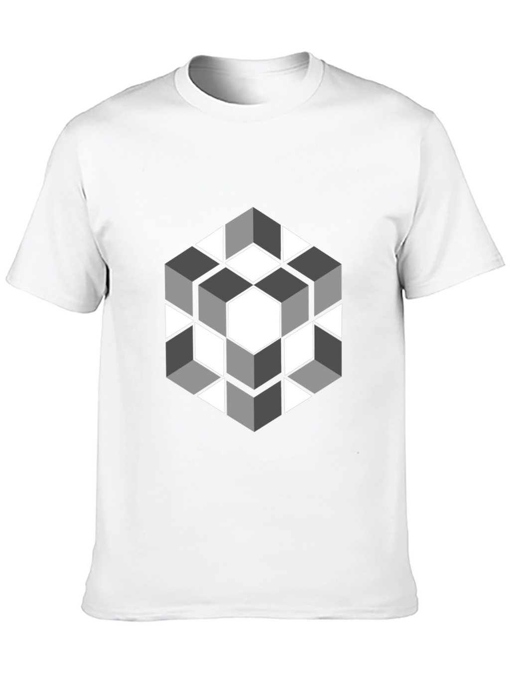 Geometric Cube Graphic Tee - Modern Style
