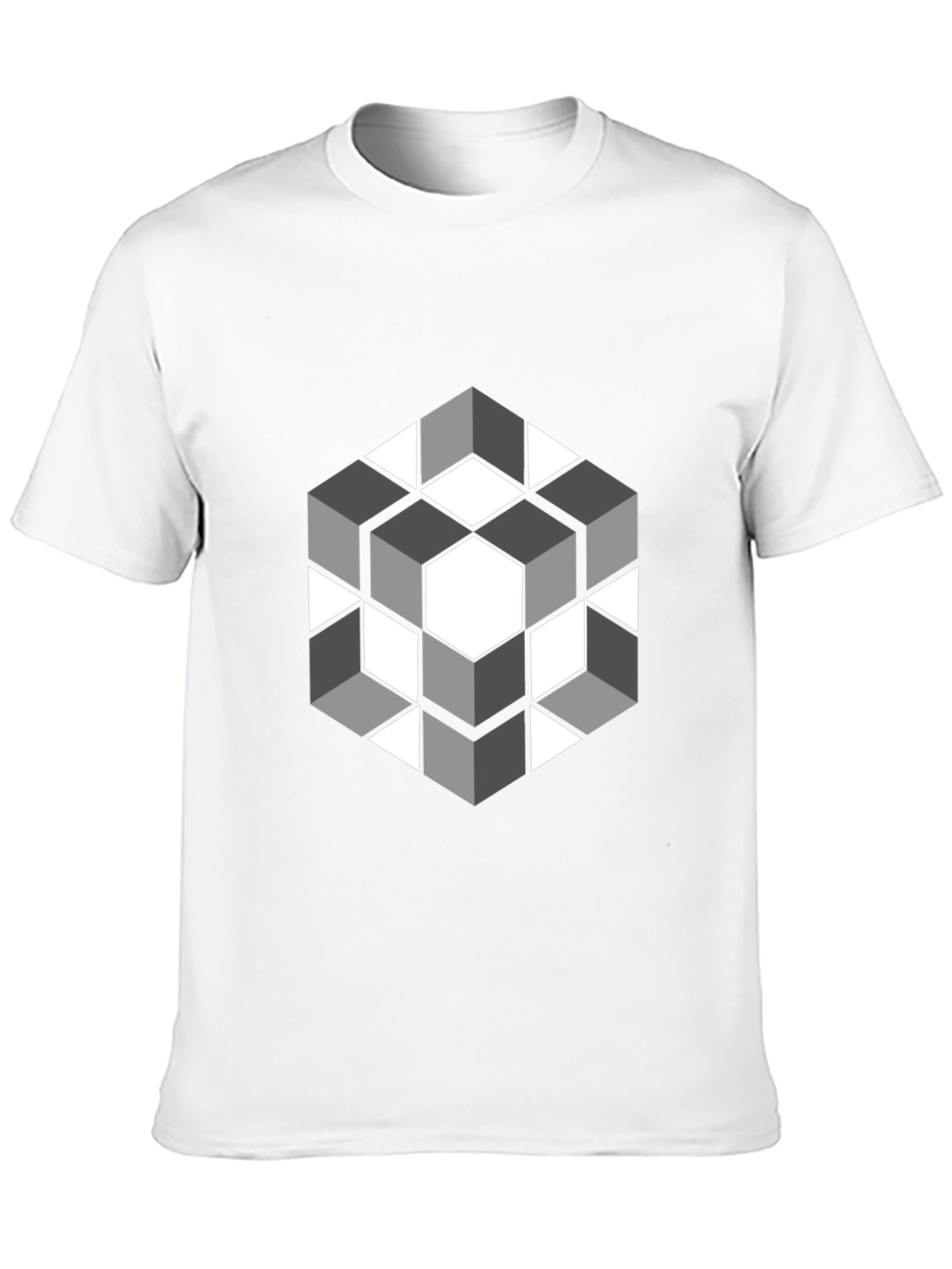 Geometric Cube Graphic Tee - Modern Style