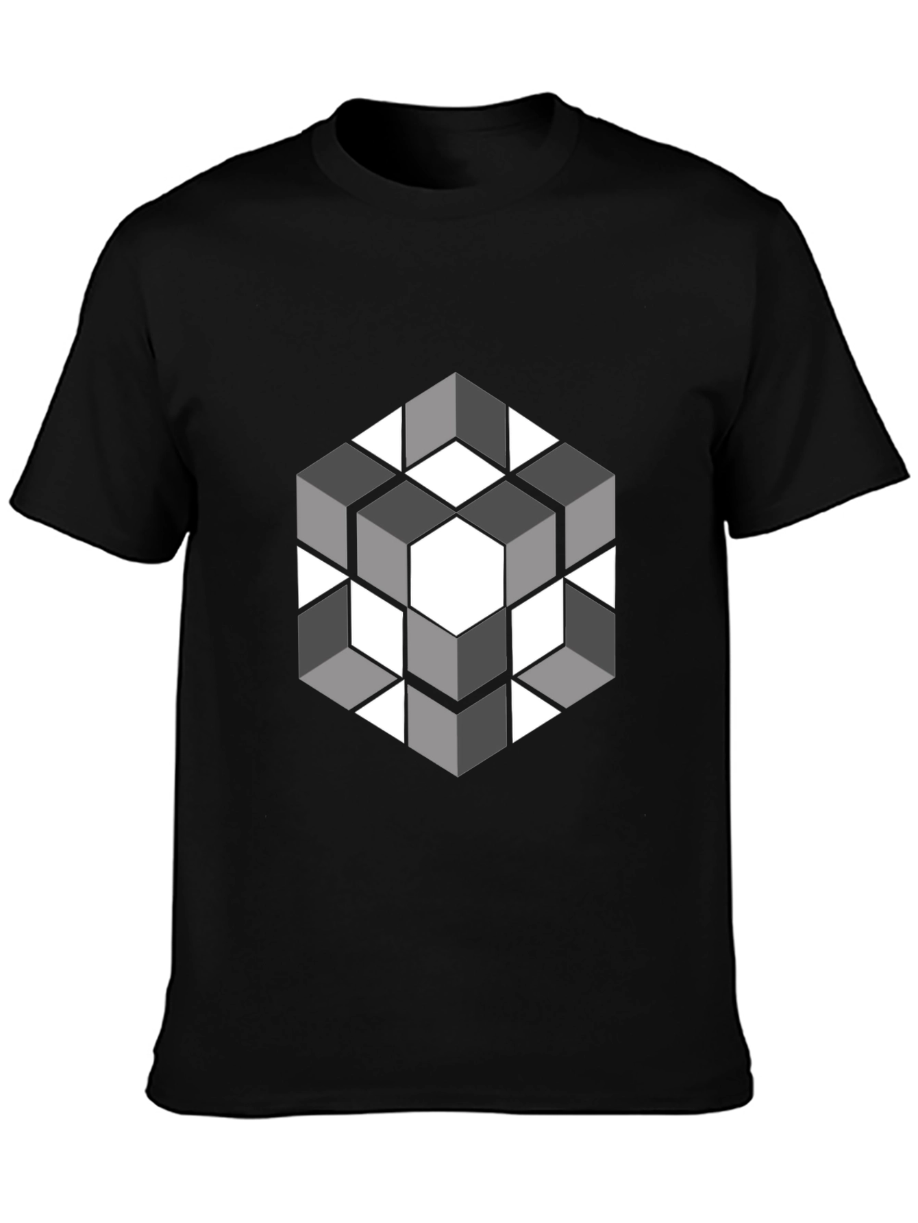 Geometric Cube Graphic Tee - Modern Style