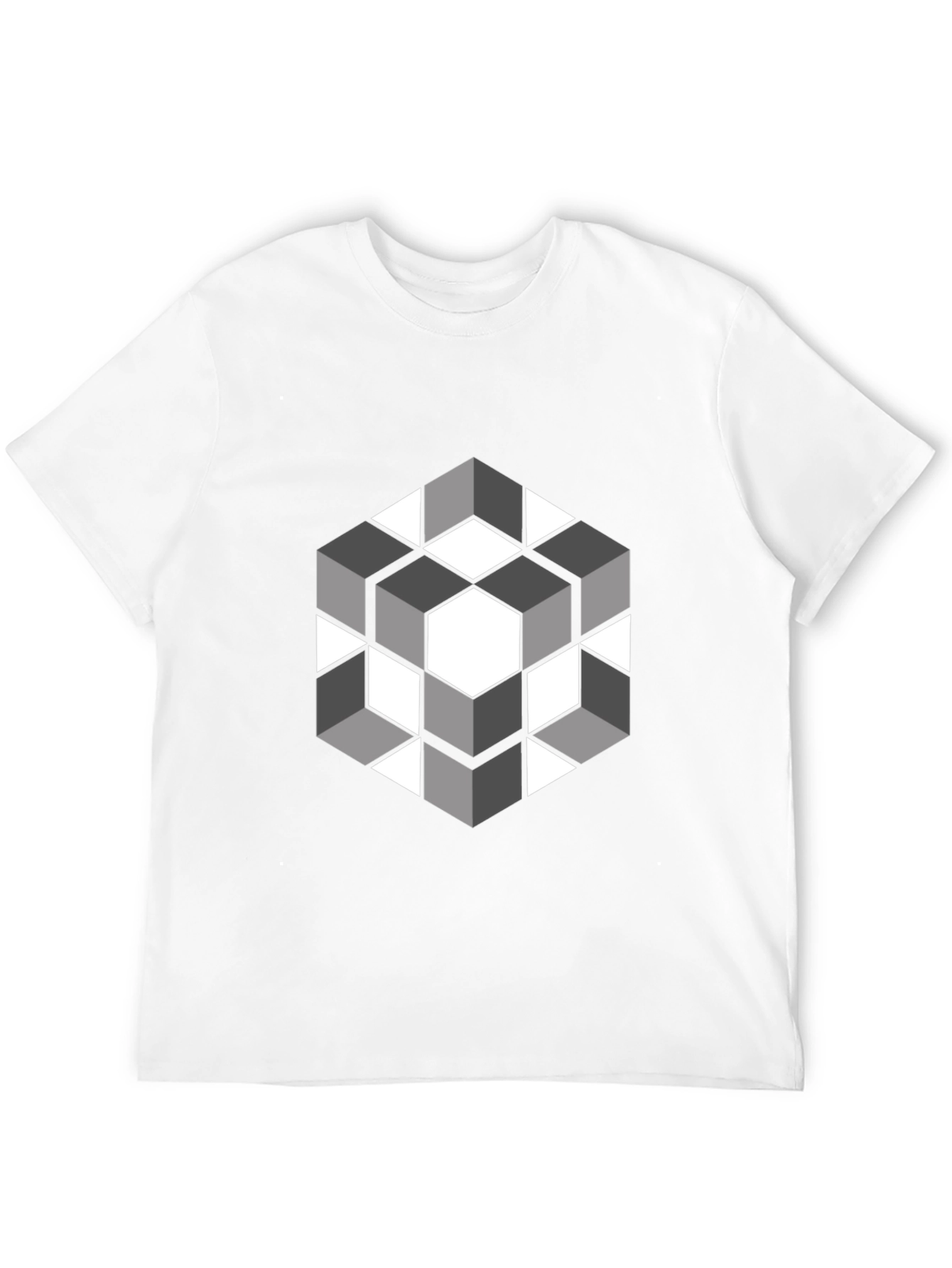 Geometric Cube Graphic Tee - Modern Style