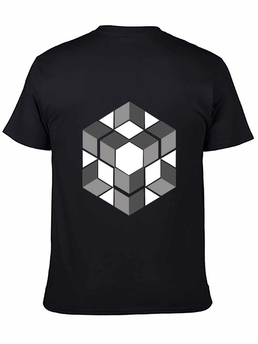 Geometric Cube Graphic Tee - Modern Style