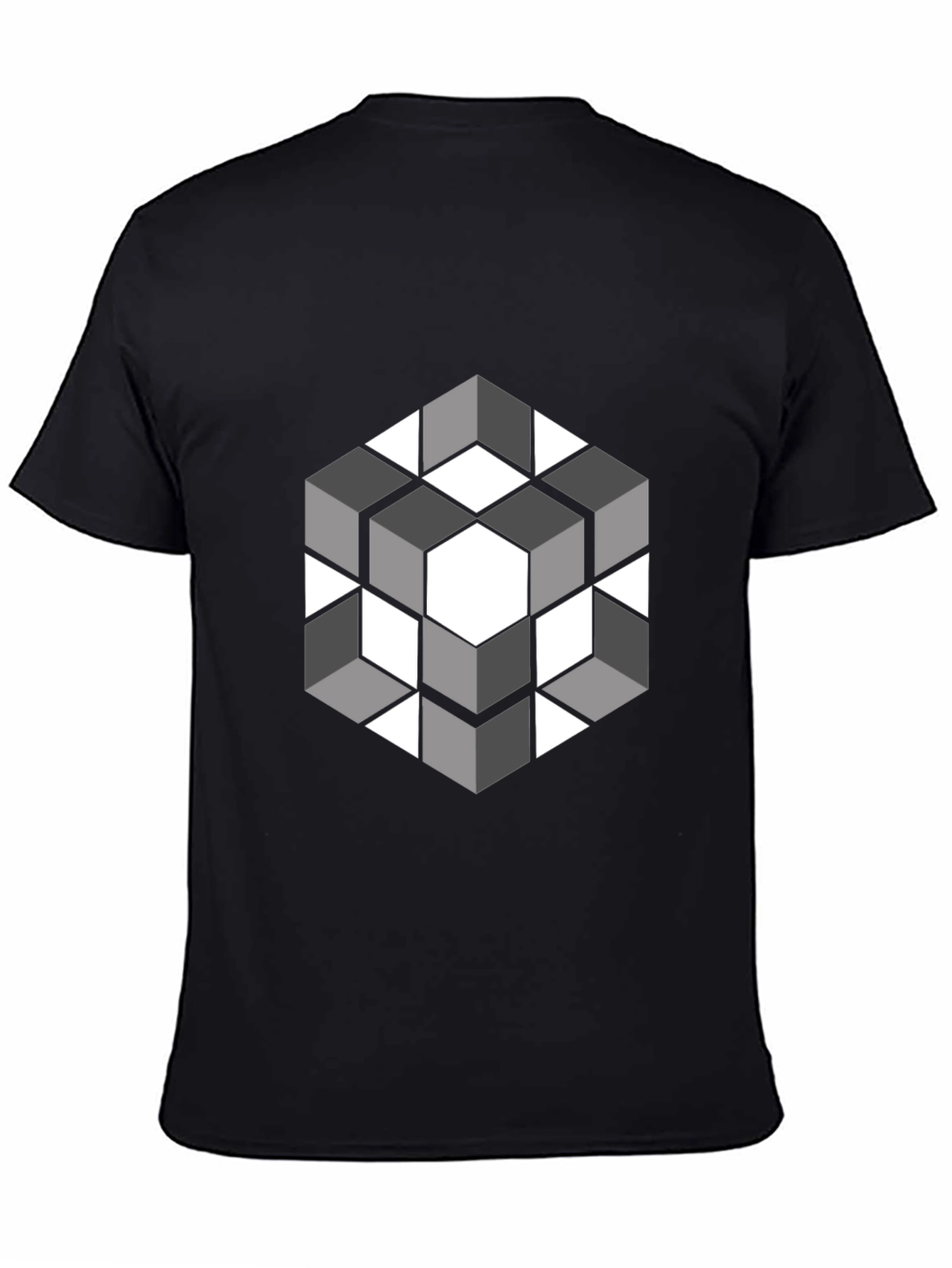 Geometric Cube Graphic Tee - Modern Style