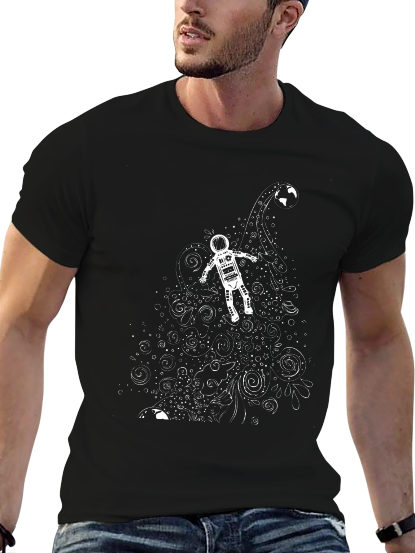 Astronaut Graphic Tee - Mens Black T-Shirt