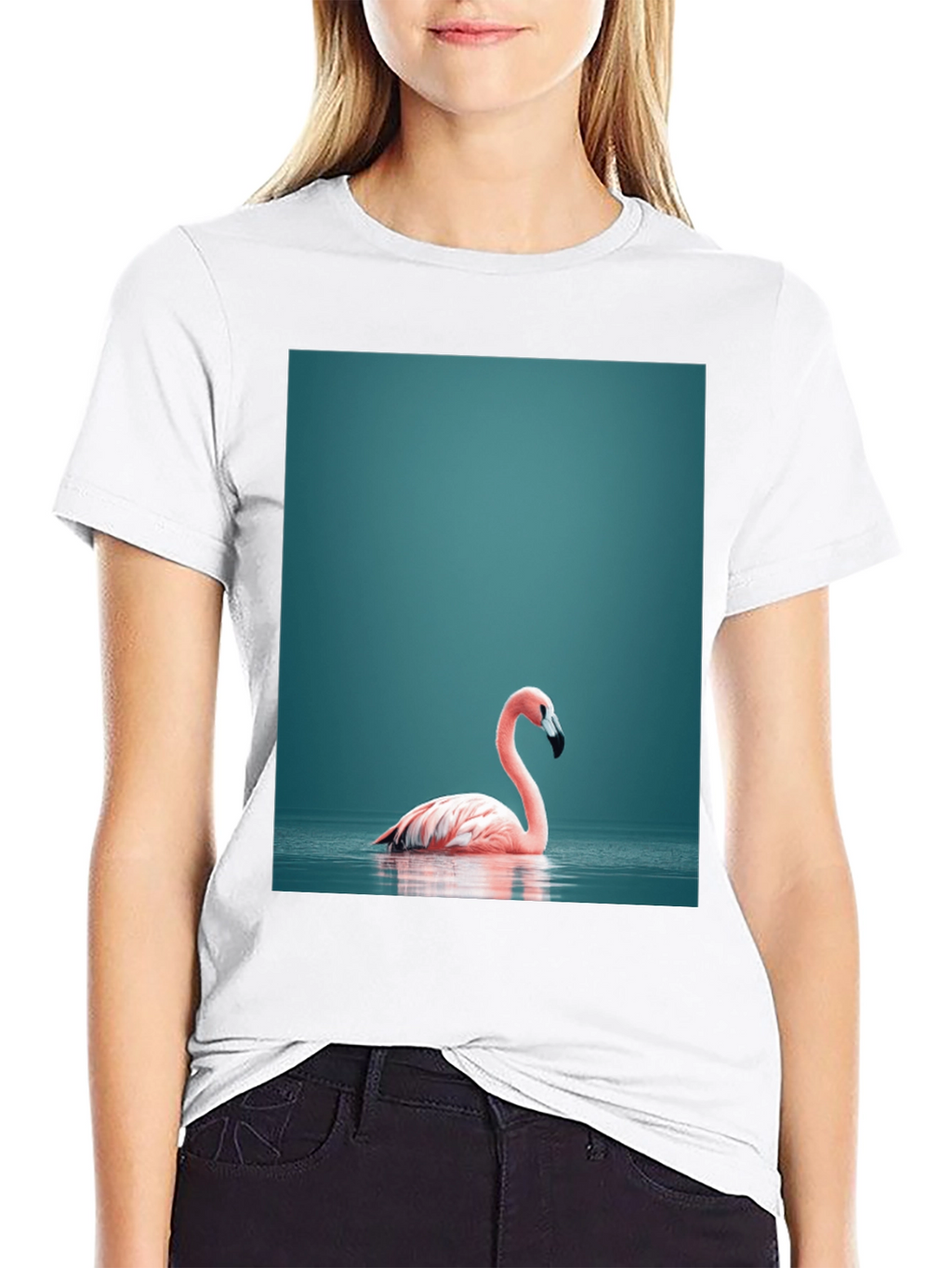 Flamingo Graphic Tee - Stylish Black Cotton T-Shirt