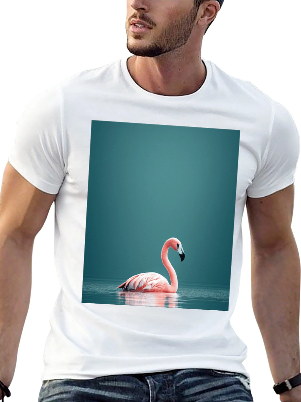Flamingo Graphic Tee - Stylish Black Cotton T-Shirt