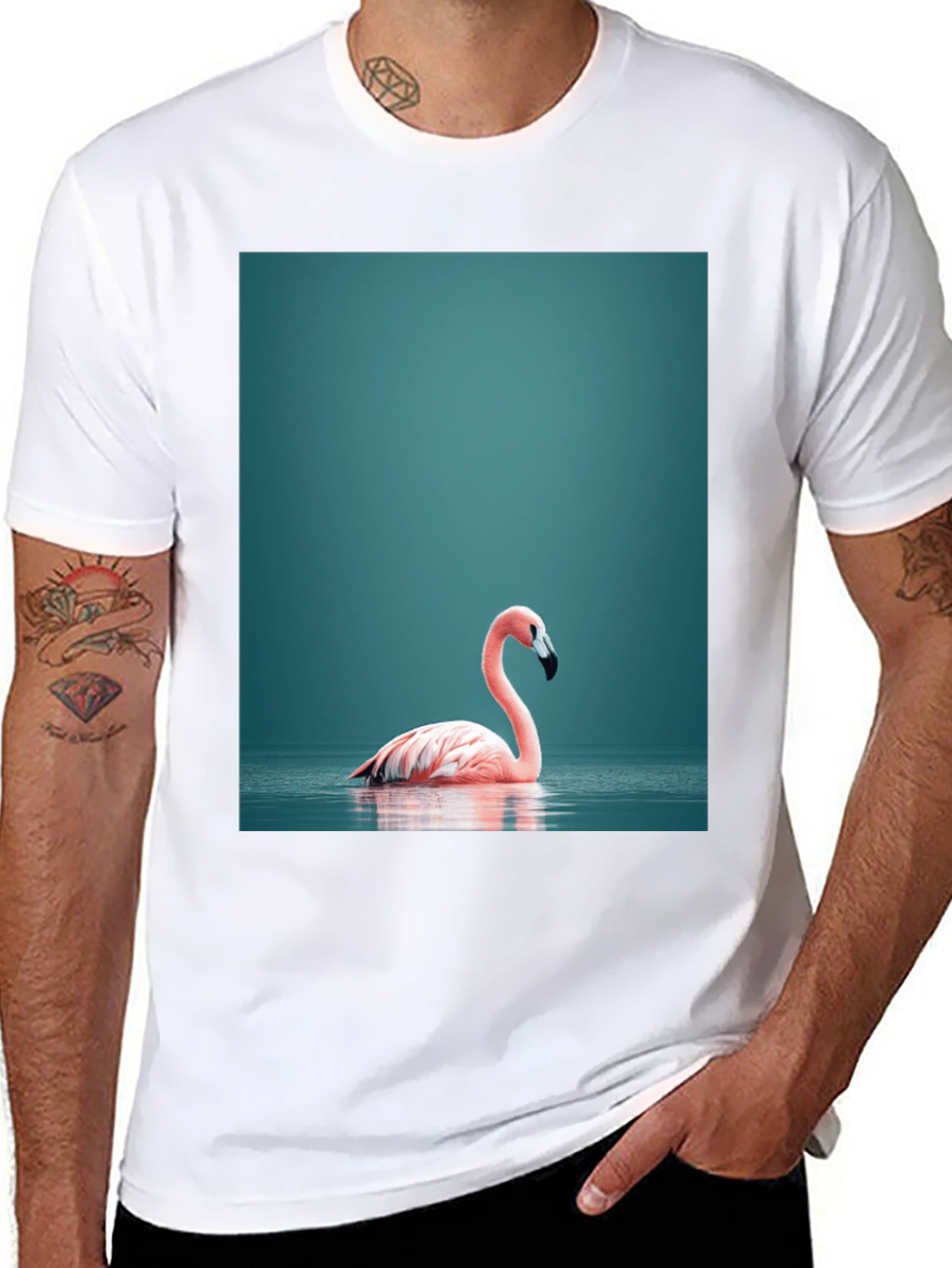 Flamingo Graphic Tee - Stylish Black Cotton T-Shirt