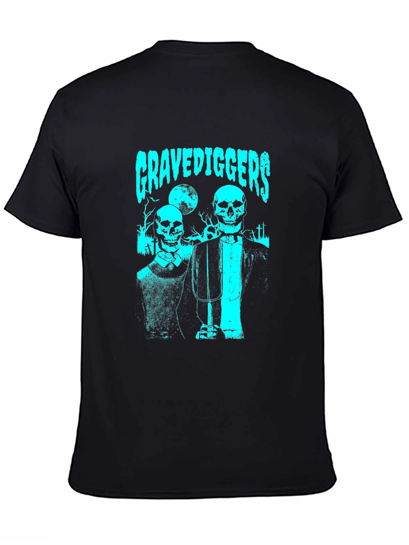 Gravediggers Skeleton Couple Graphic Black T-Shirt