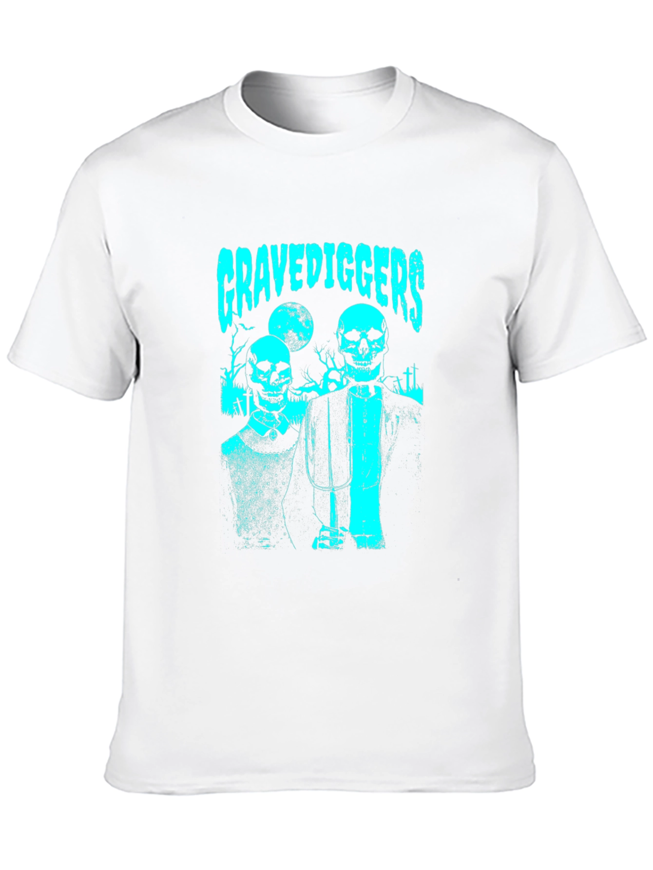 Gravediggers Skeleton Couple Graphic Black T-Shirt