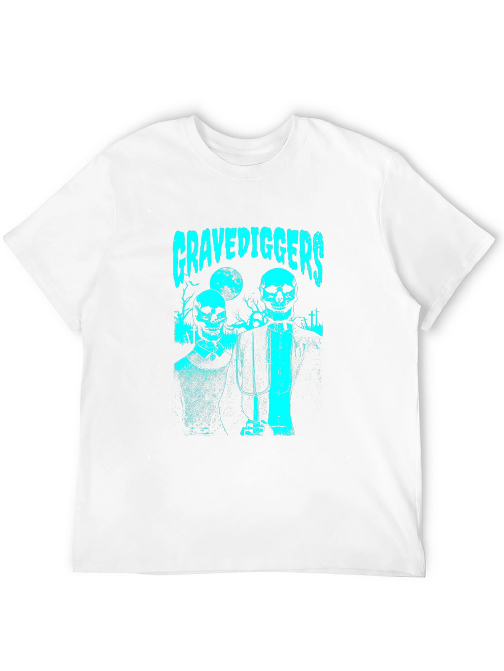 Gravediggers Skeleton Couple Graphic Black T-Shirt