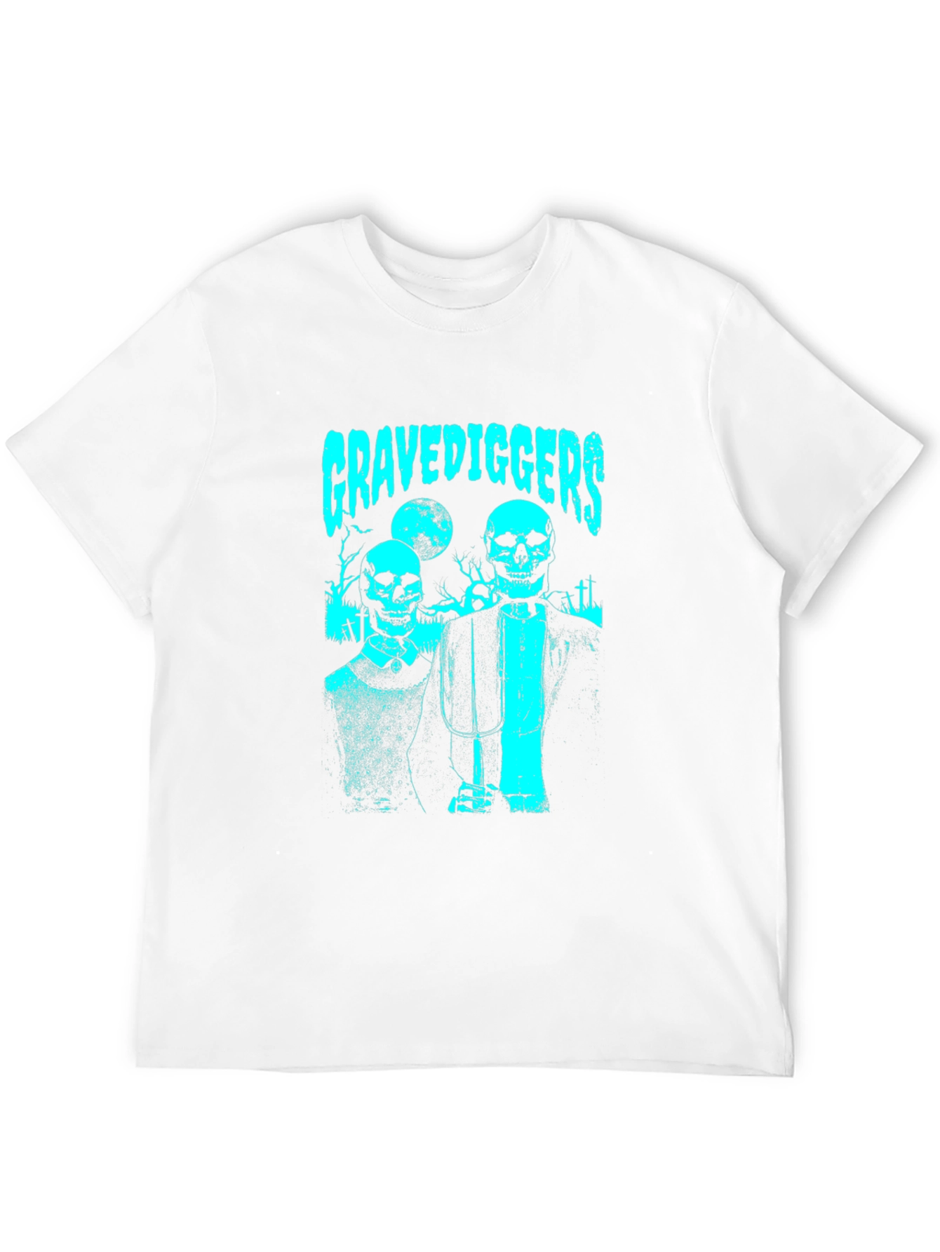 Gravediggers Skeleton Couple Graphic Black T-Shirt