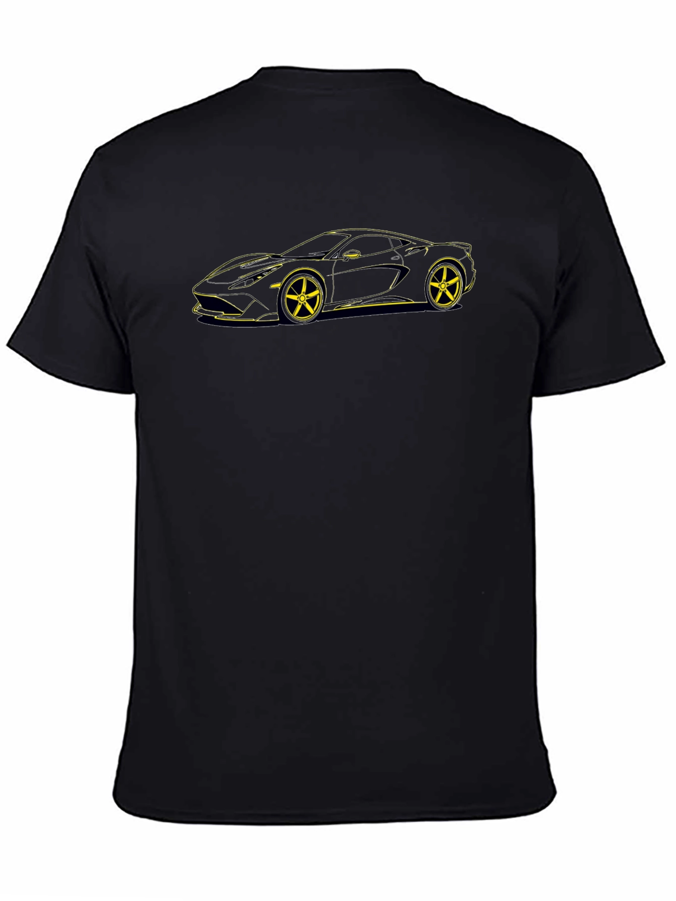 Sleek Car Outline Black T-Shirt
