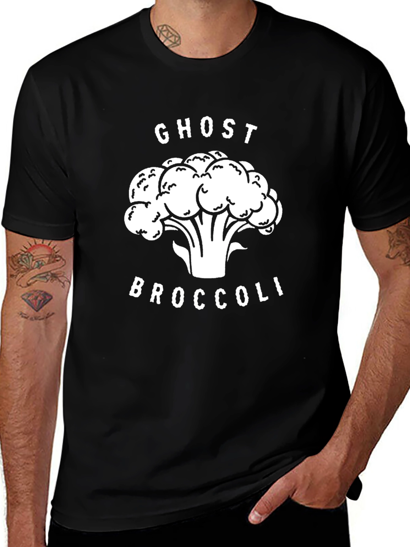 Ghost Broccoli Graphic Tee - Funny Vegan Shirt