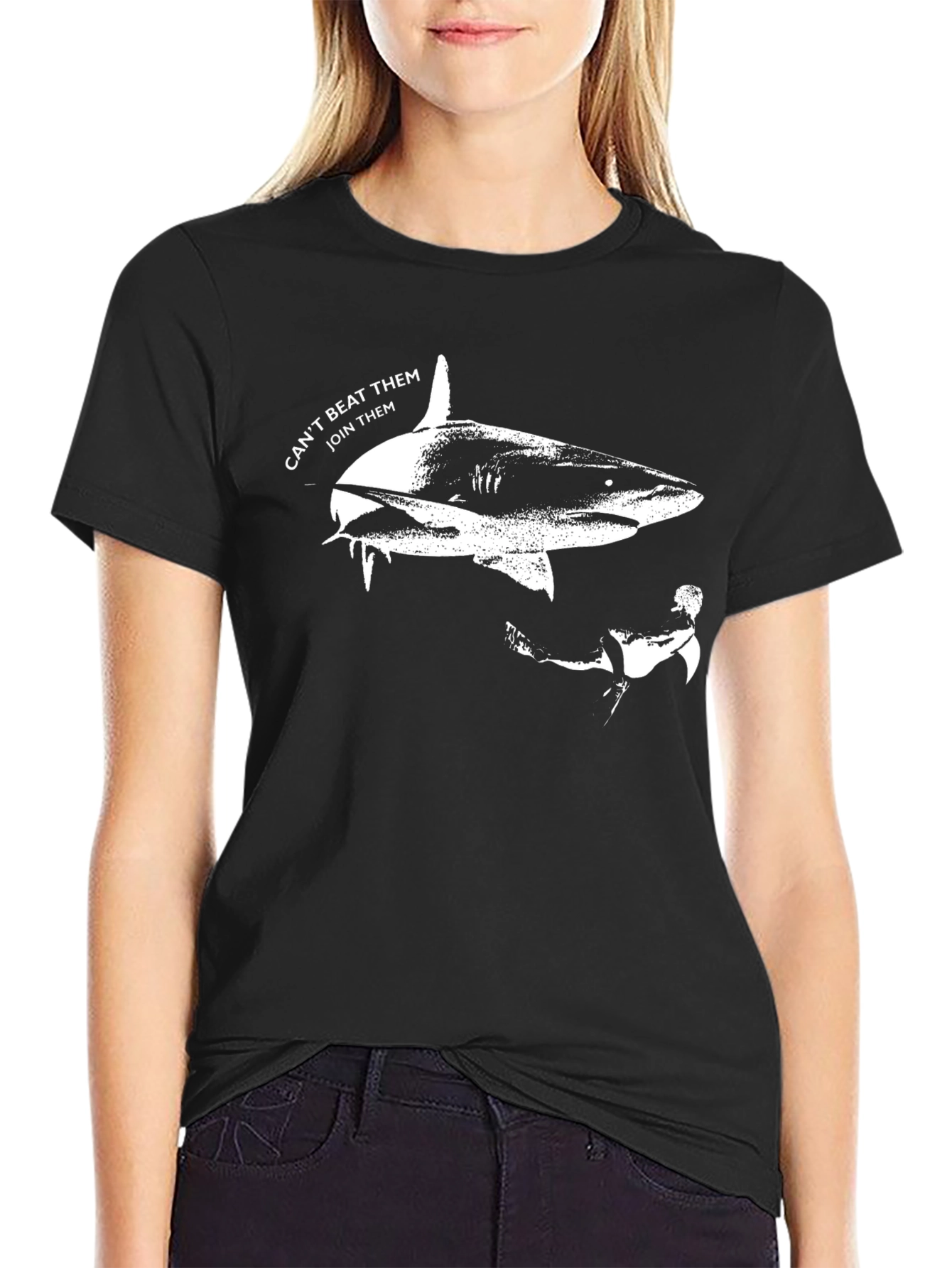 Shark Diver T-Shirt - Cant Beat Them Join Them