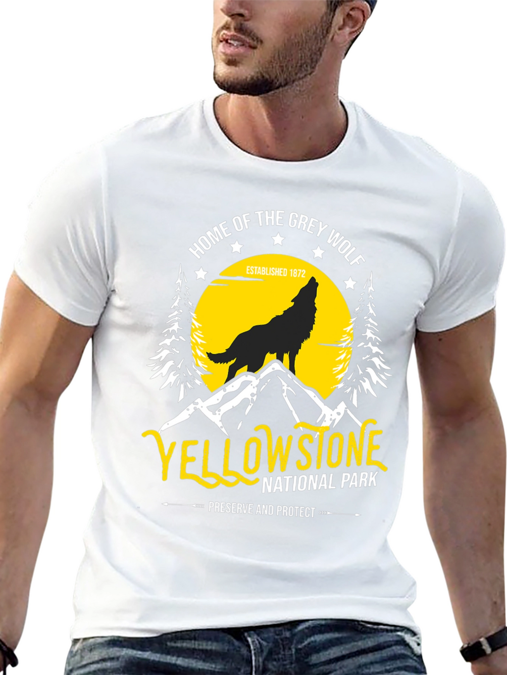 Yellowstone National Park Grey Wolf T-Shirt