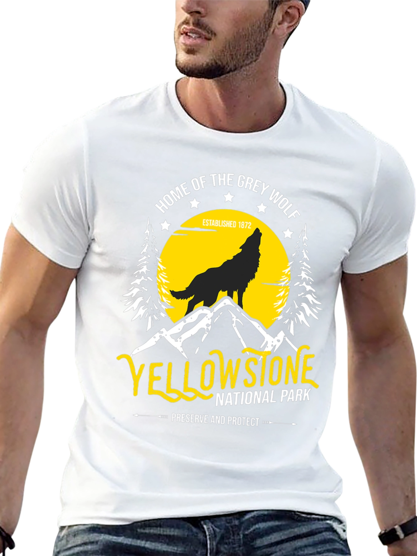 Yellowstone National Park Grey Wolf T-Shirt