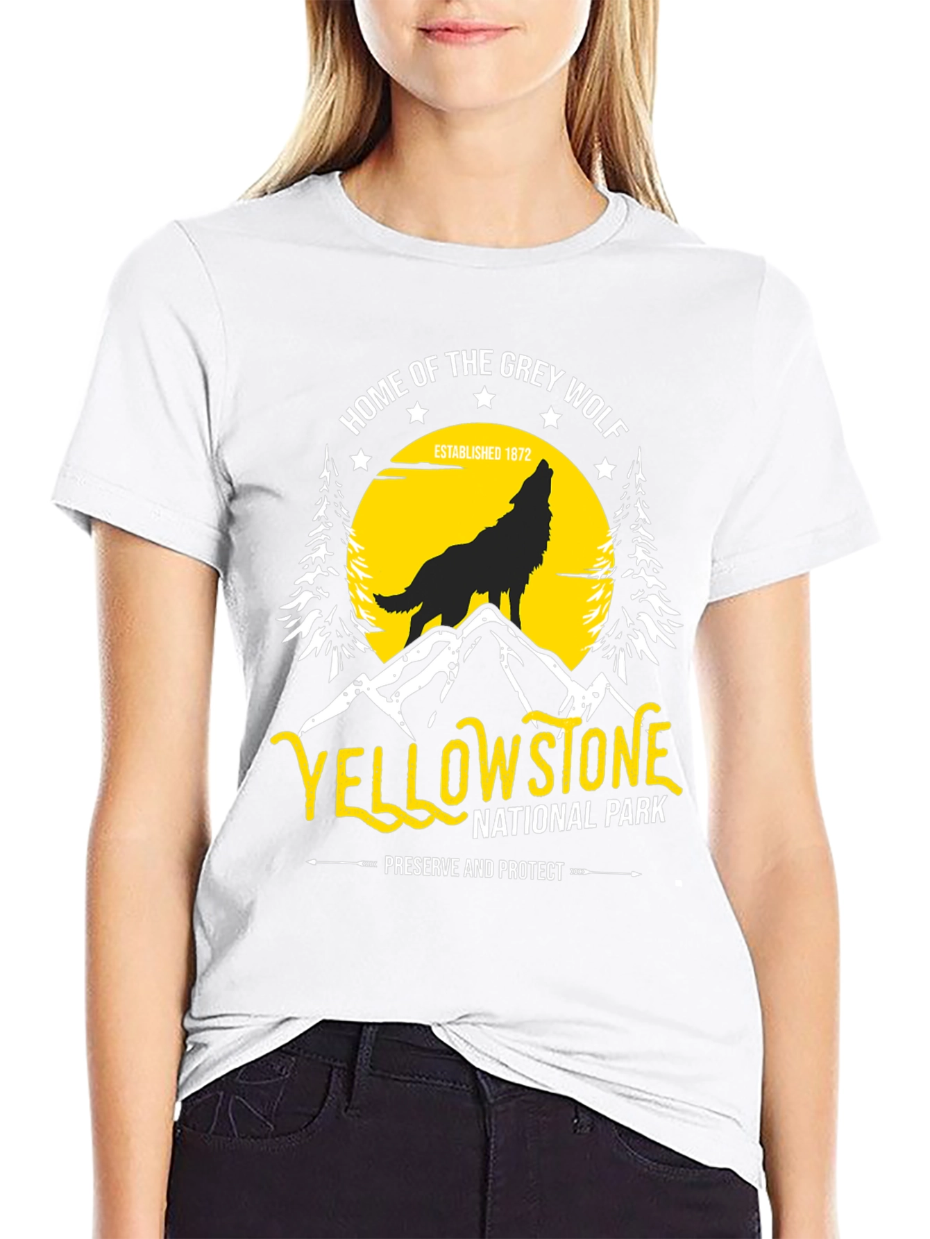 Yellowstone National Park Grey Wolf T-Shirt