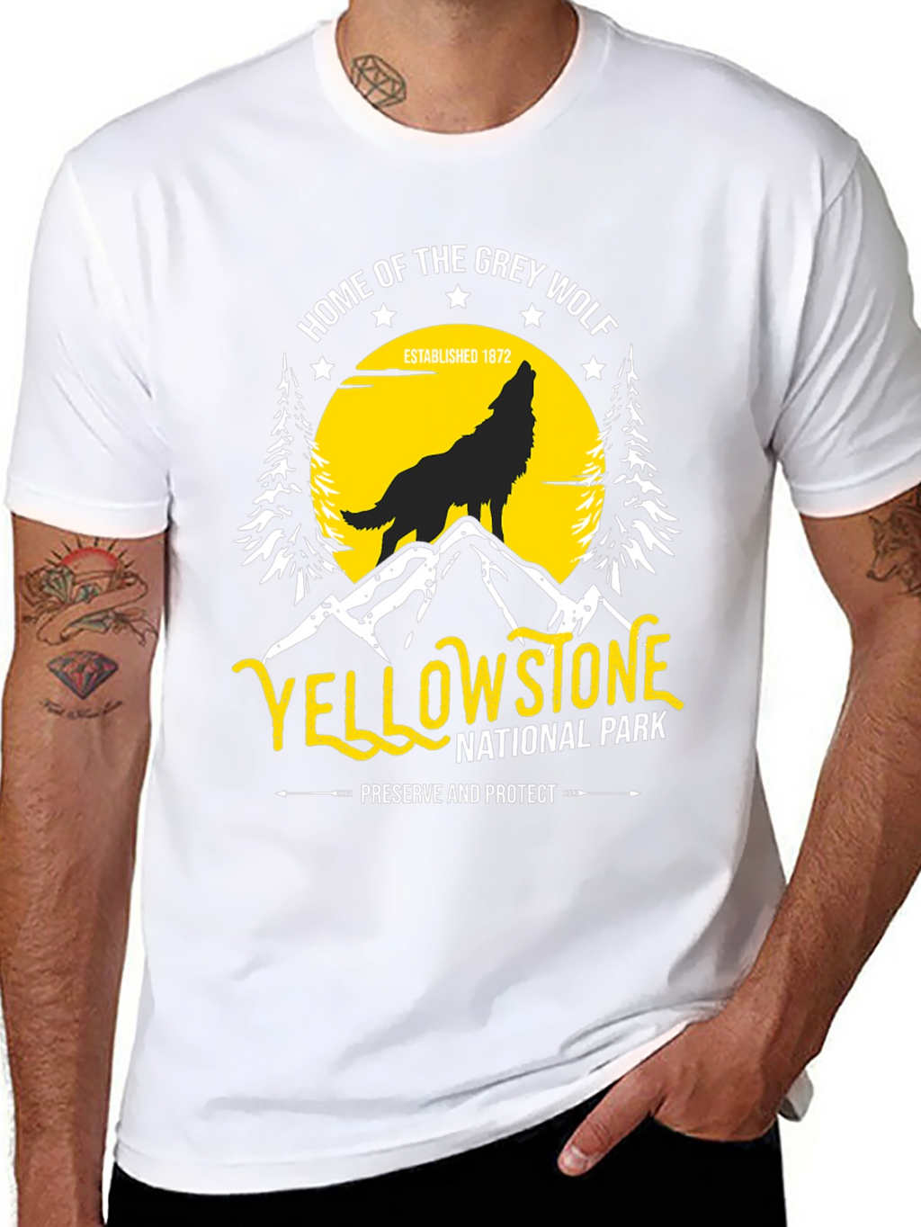Yellowstone National Park Grey Wolf T-Shirt