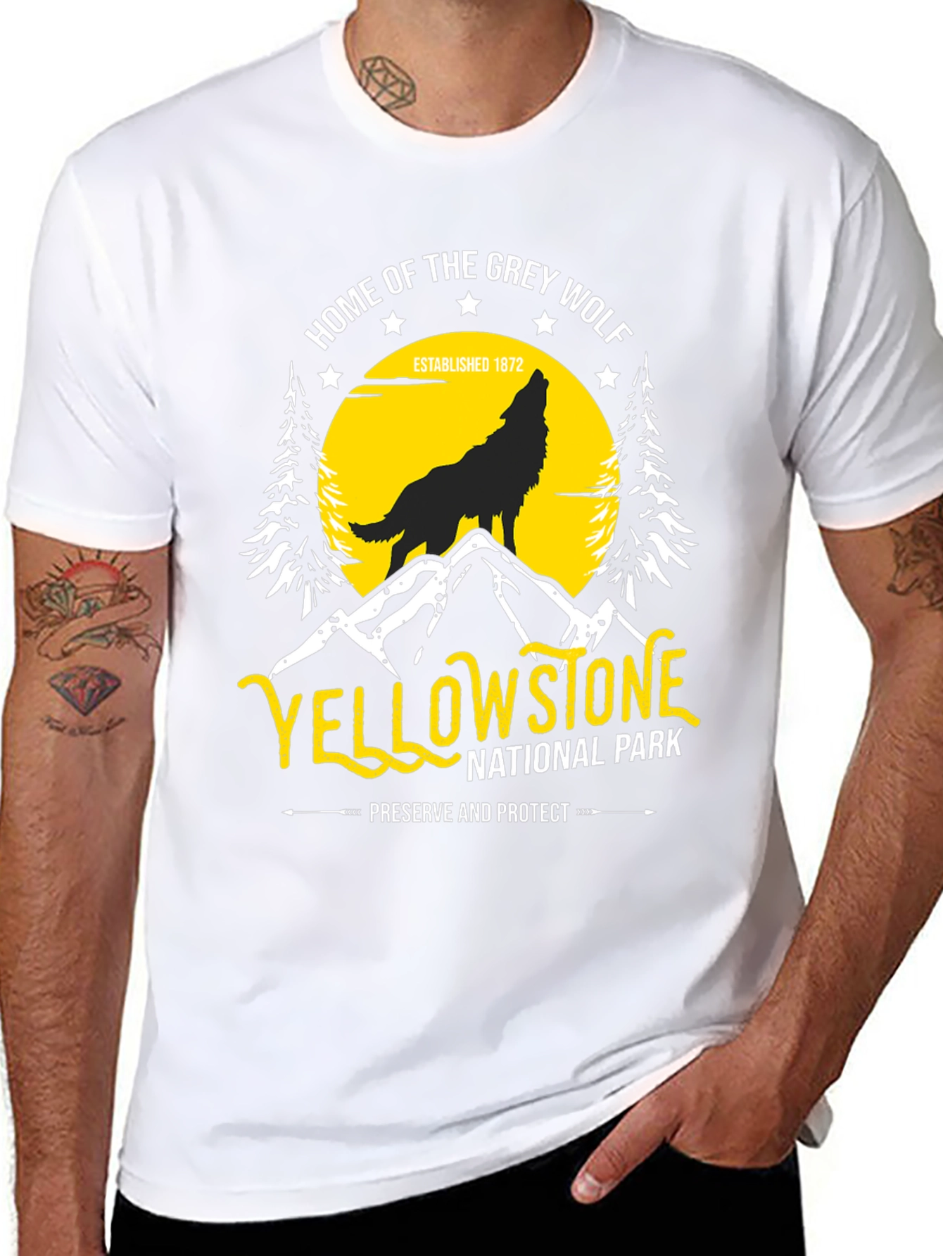 Yellowstone National Park Grey Wolf T-Shirt