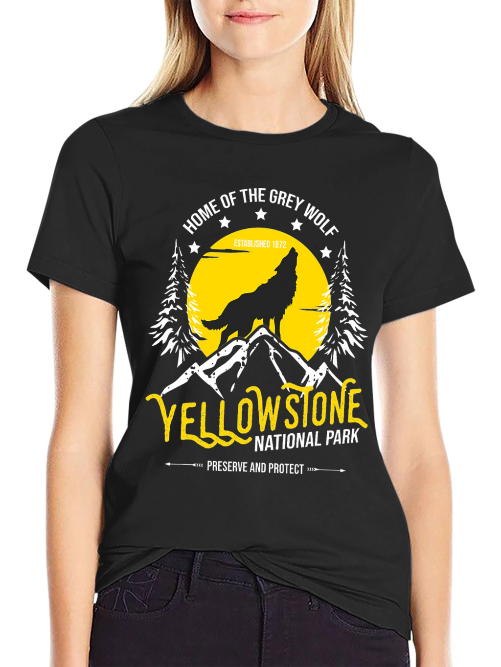 Yellowstone National Park Grey Wolf T-Shirt
