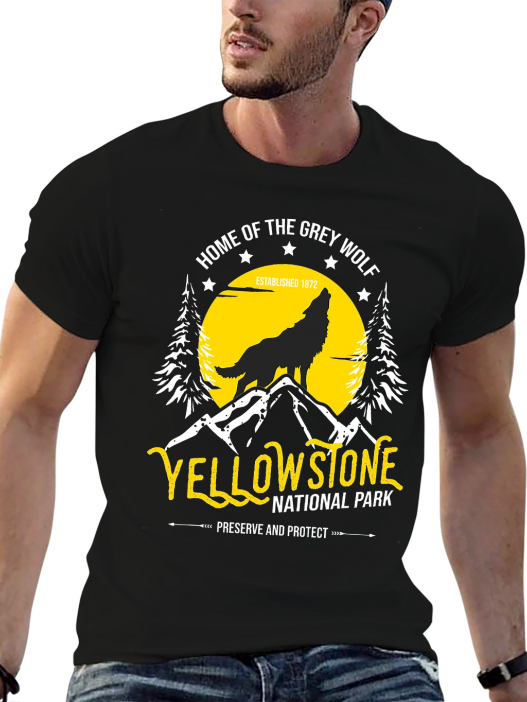 Yellowstone National Park Grey Wolf T-Shirt