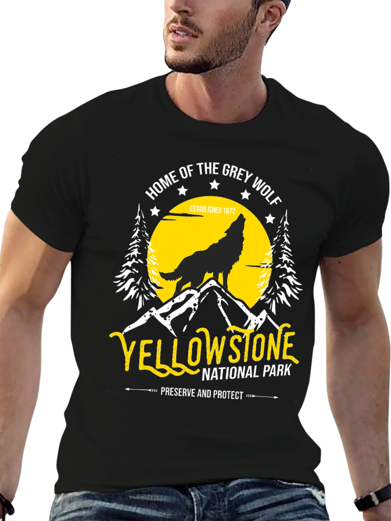 Yellowstone National Park Grey Wolf T-Shirt