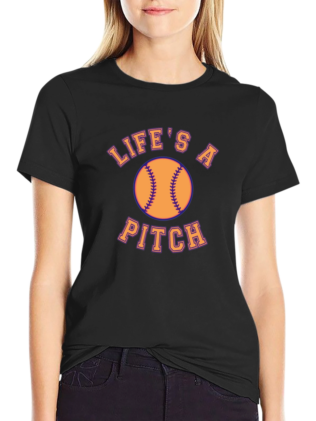 Lifes a Pitch Baseball Graphic T-Shirt