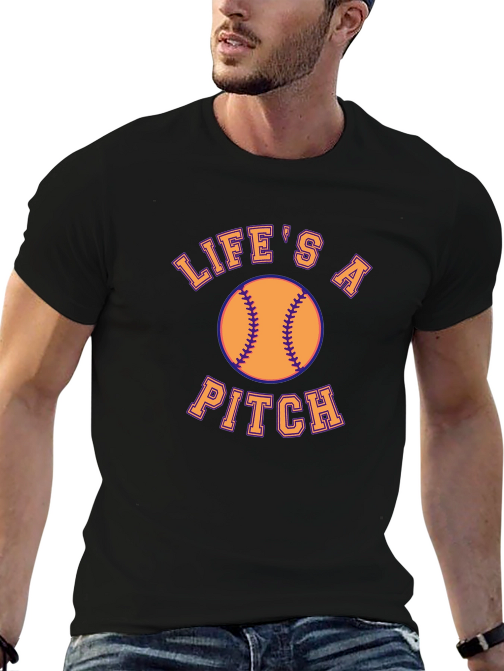 Lifes a Pitch Baseball Graphic T-Shirt