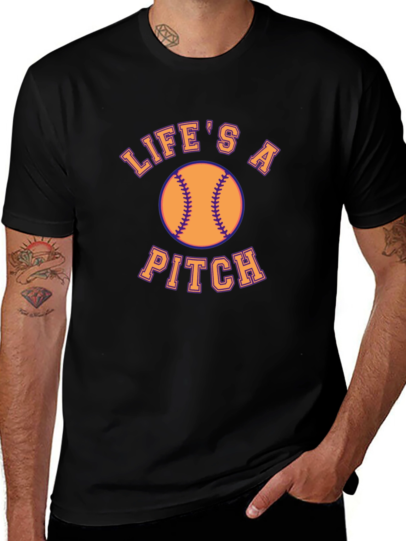 Lifes a Pitch Baseball Graphic T-Shirt
