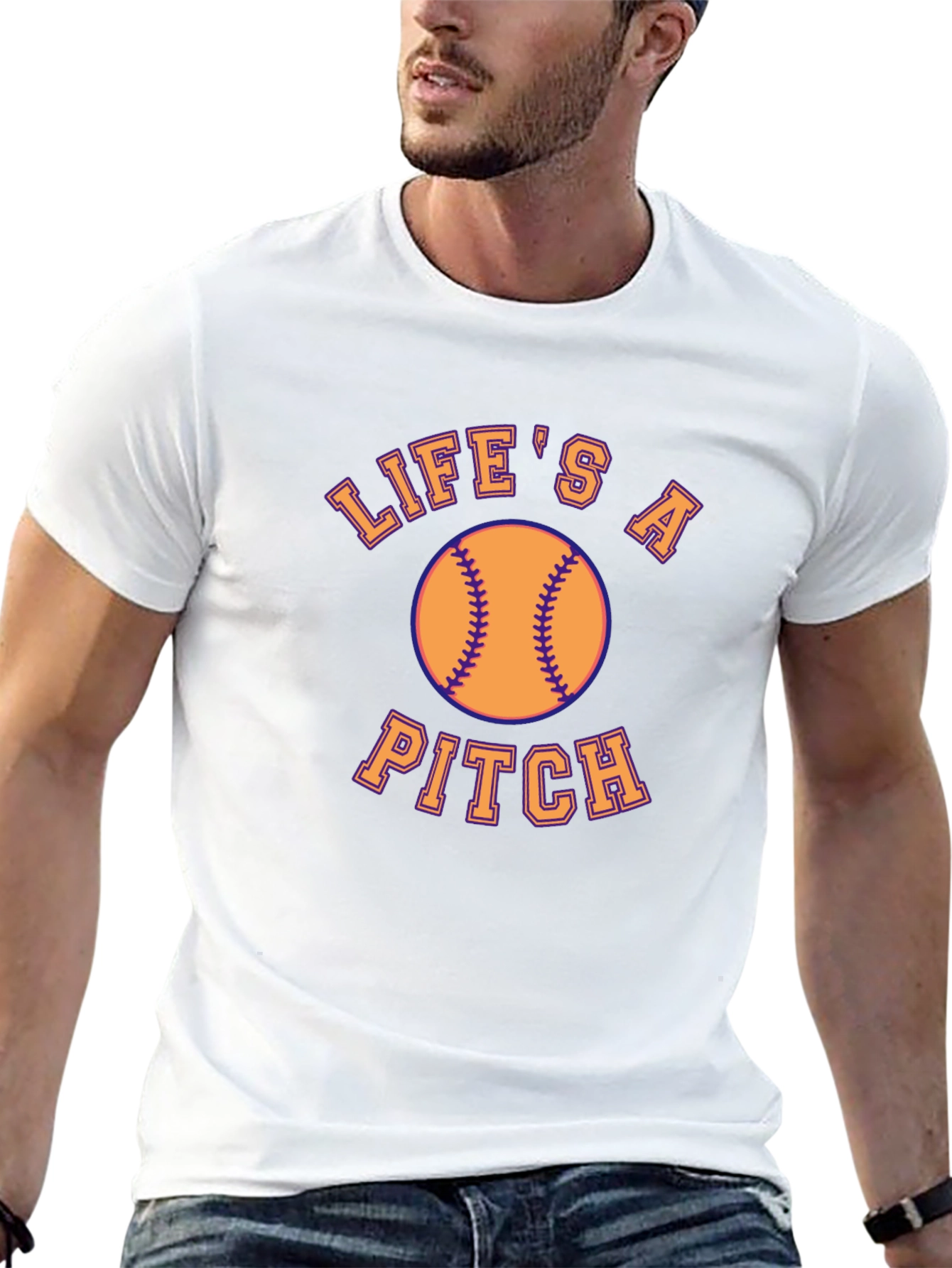Lifes a Pitch Baseball Graphic T-Shirt