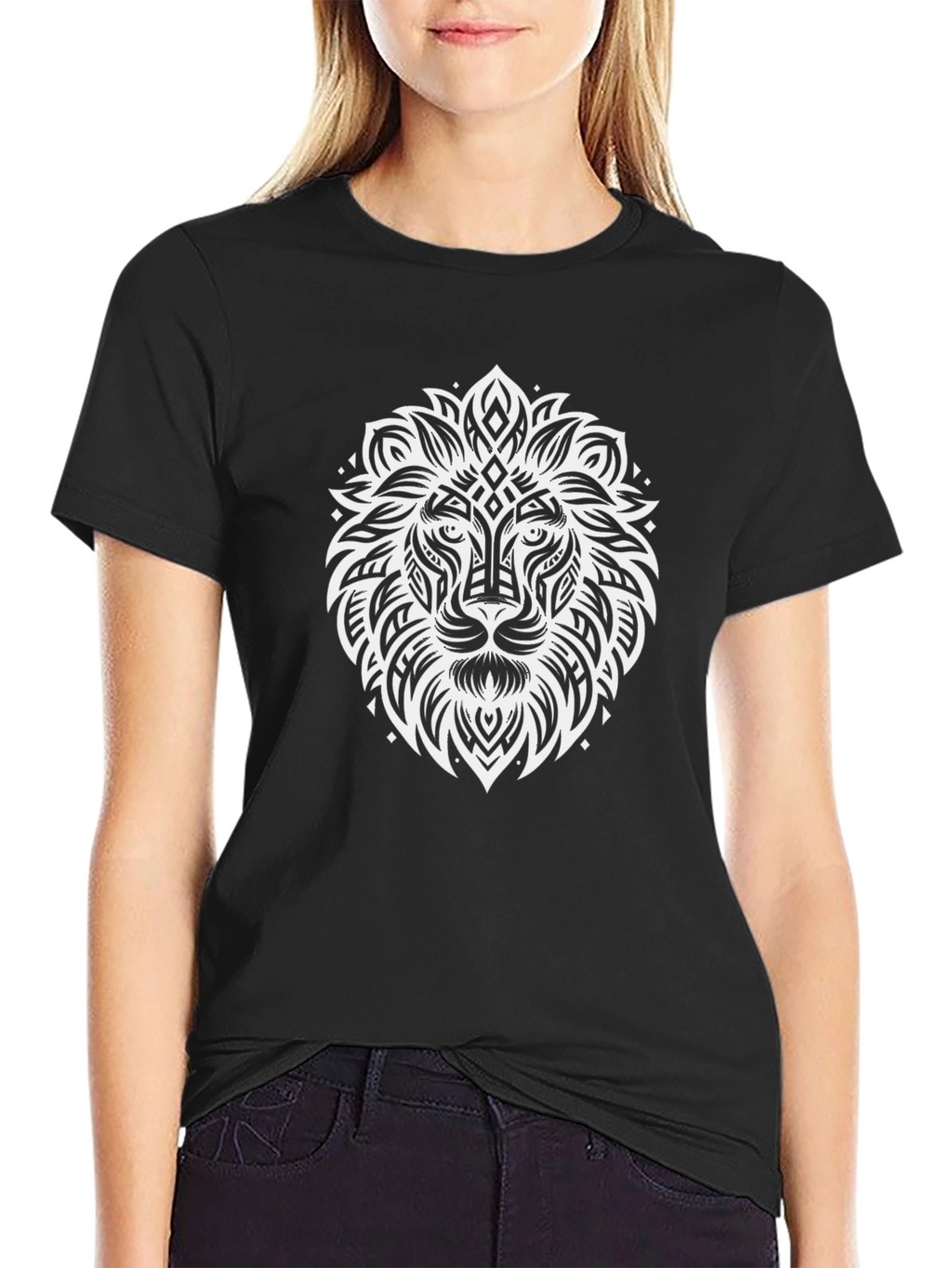 Lion Graphic Tee - Stylish Mens Black T-Shirt