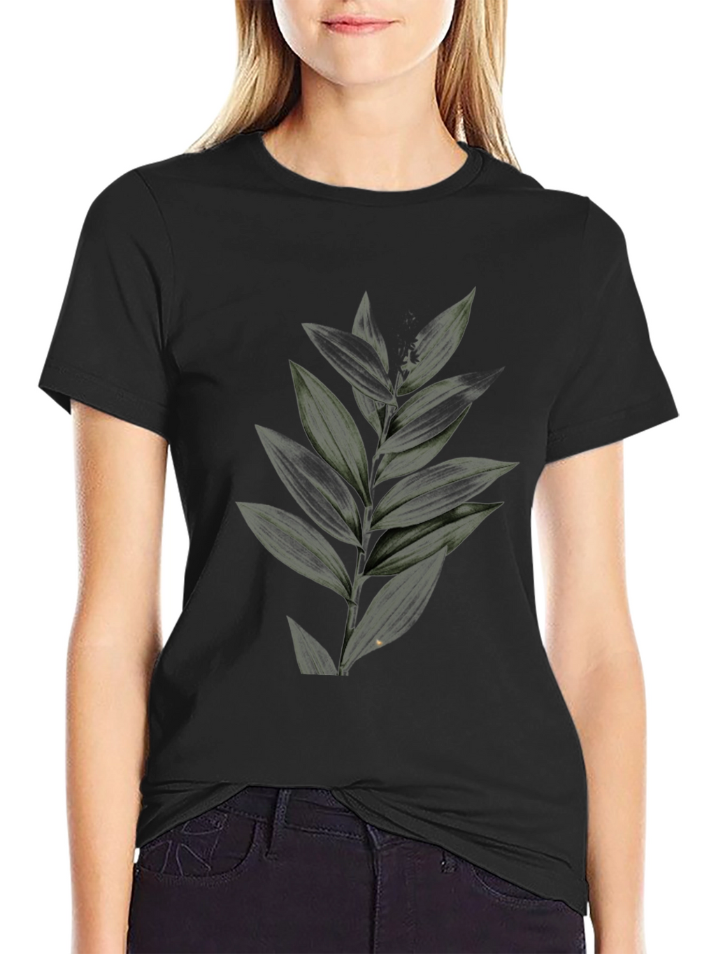 Botanical Print Black Tee