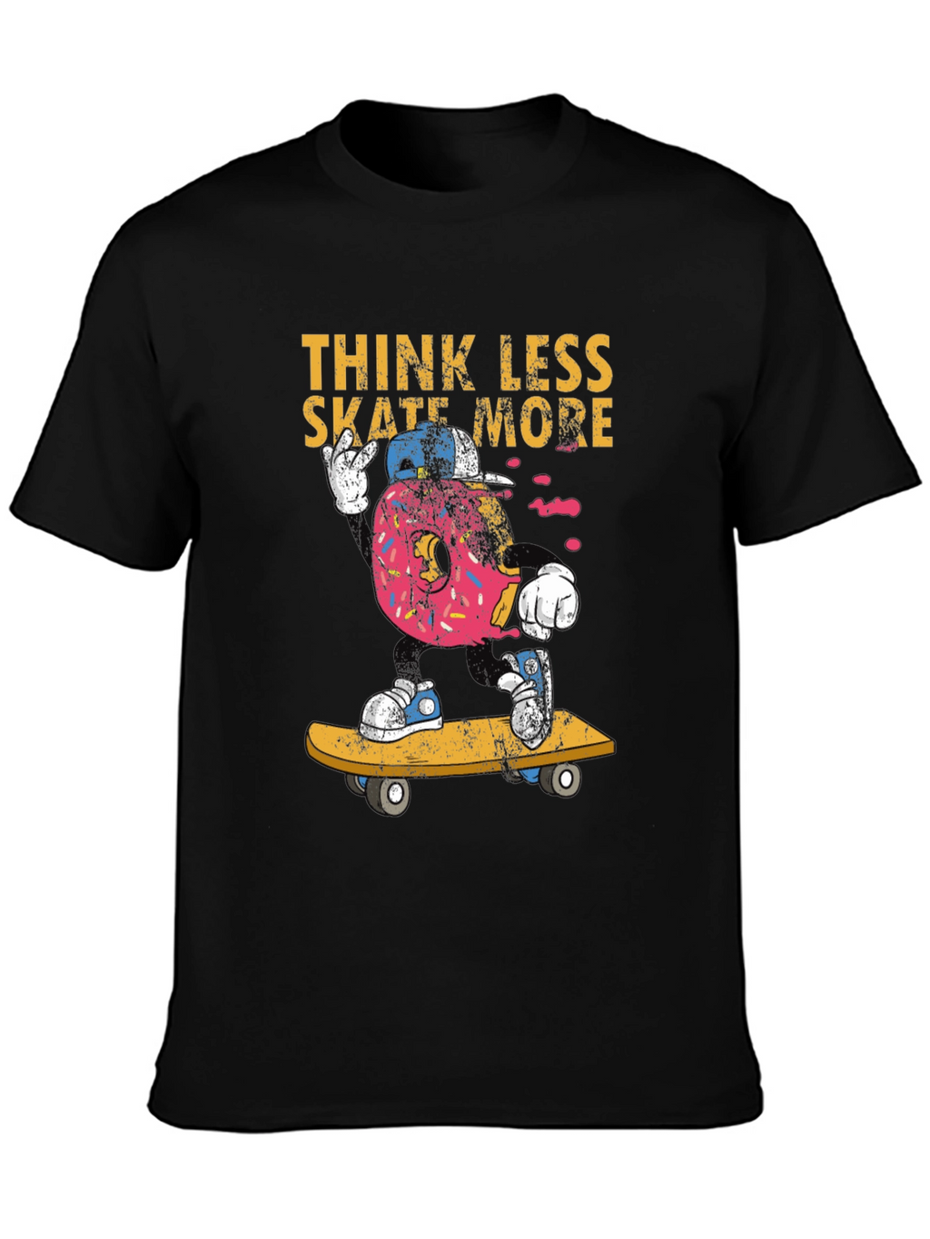 Think Less Skate More Donut Skateboard T-Shirt