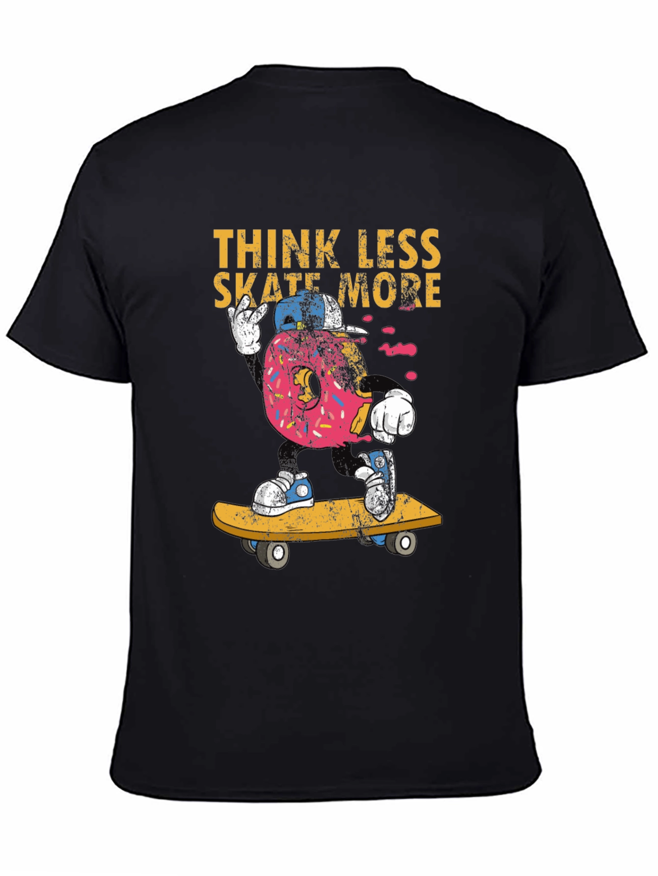 Think Less Skate More Donut Skateboard T-Shirt