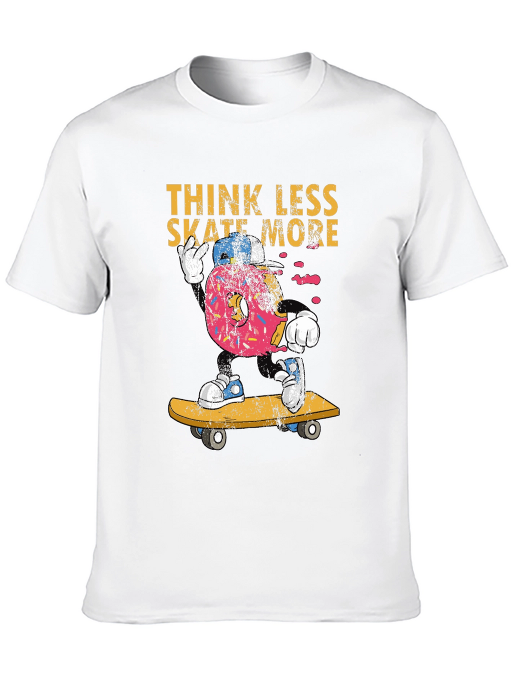 Think Less Skate More Donut Skateboard T-Shirt