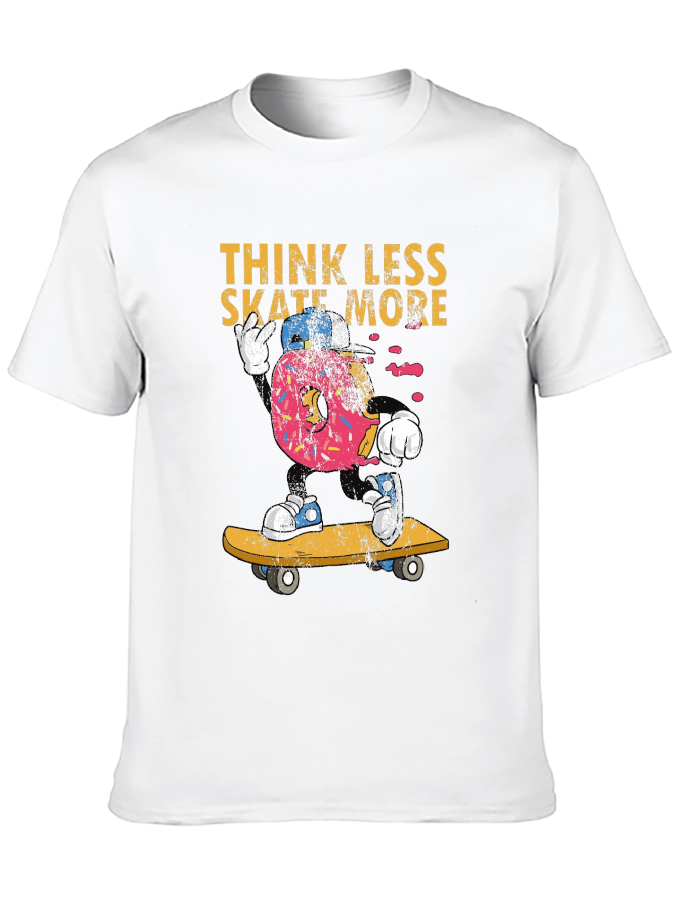 Think Less Skate More Donut Skateboard T-Shirt