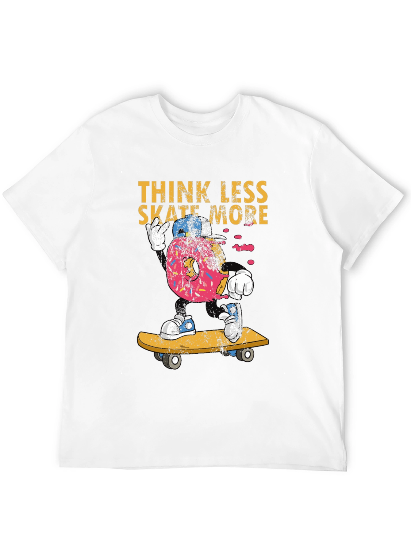 Think Less Skate More Donut Skateboard T-Shirt