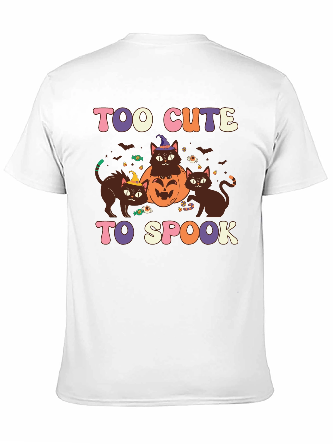 Too Cute to Spook Halloween Cat Graphic Tee