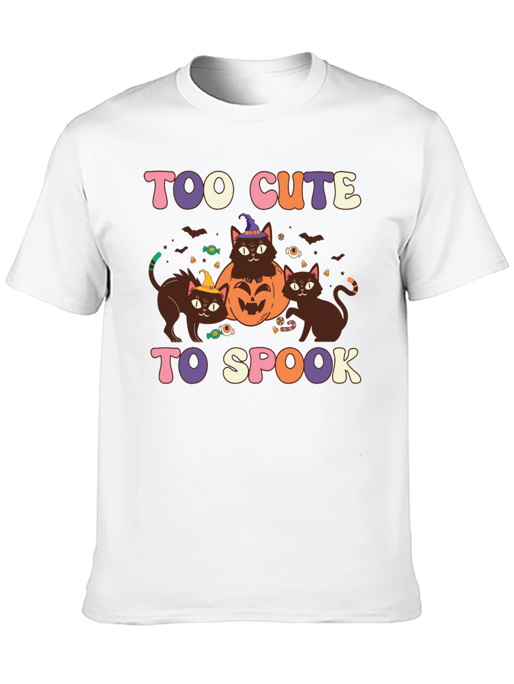 Too Cute to Spook Halloween Cat Graphic Tee