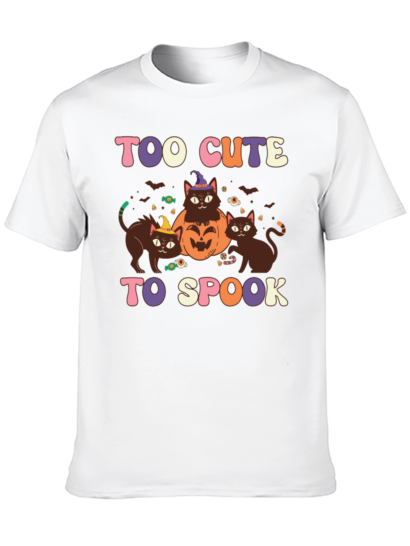 Too Cute to Spook Halloween Cat Graphic Tee