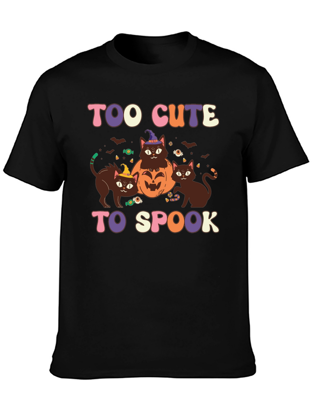 Too Cute to Spook Halloween Cat Graphic Tee