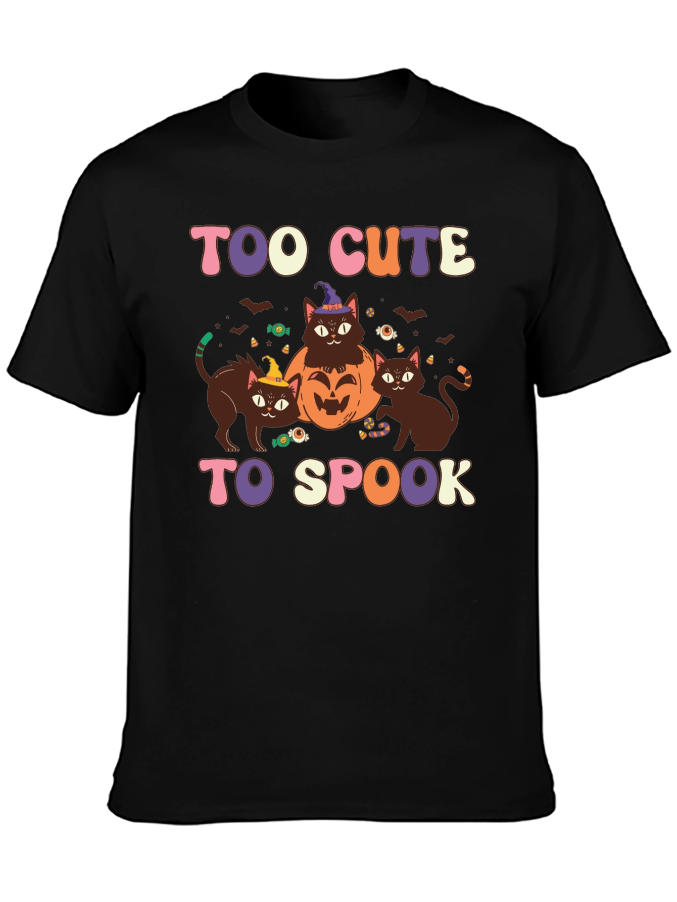 Too Cute to Spook Halloween Cat Graphic Tee