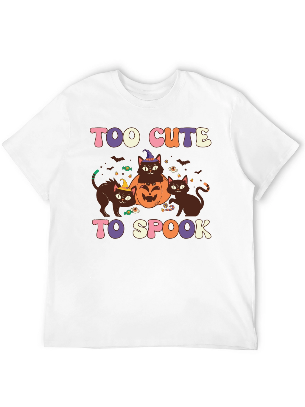 Too Cute to Spook Halloween Cat Graphic Tee