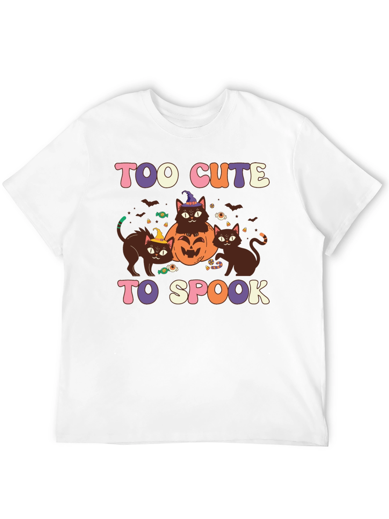 Too Cute to Spook Halloween Cat Graphic Tee