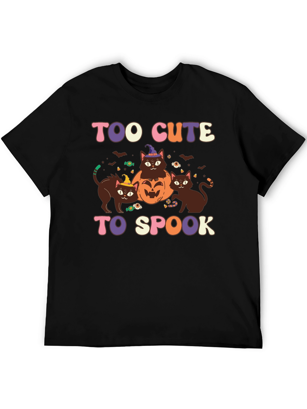 Too Cute to Spook Halloween Cat Graphic Tee