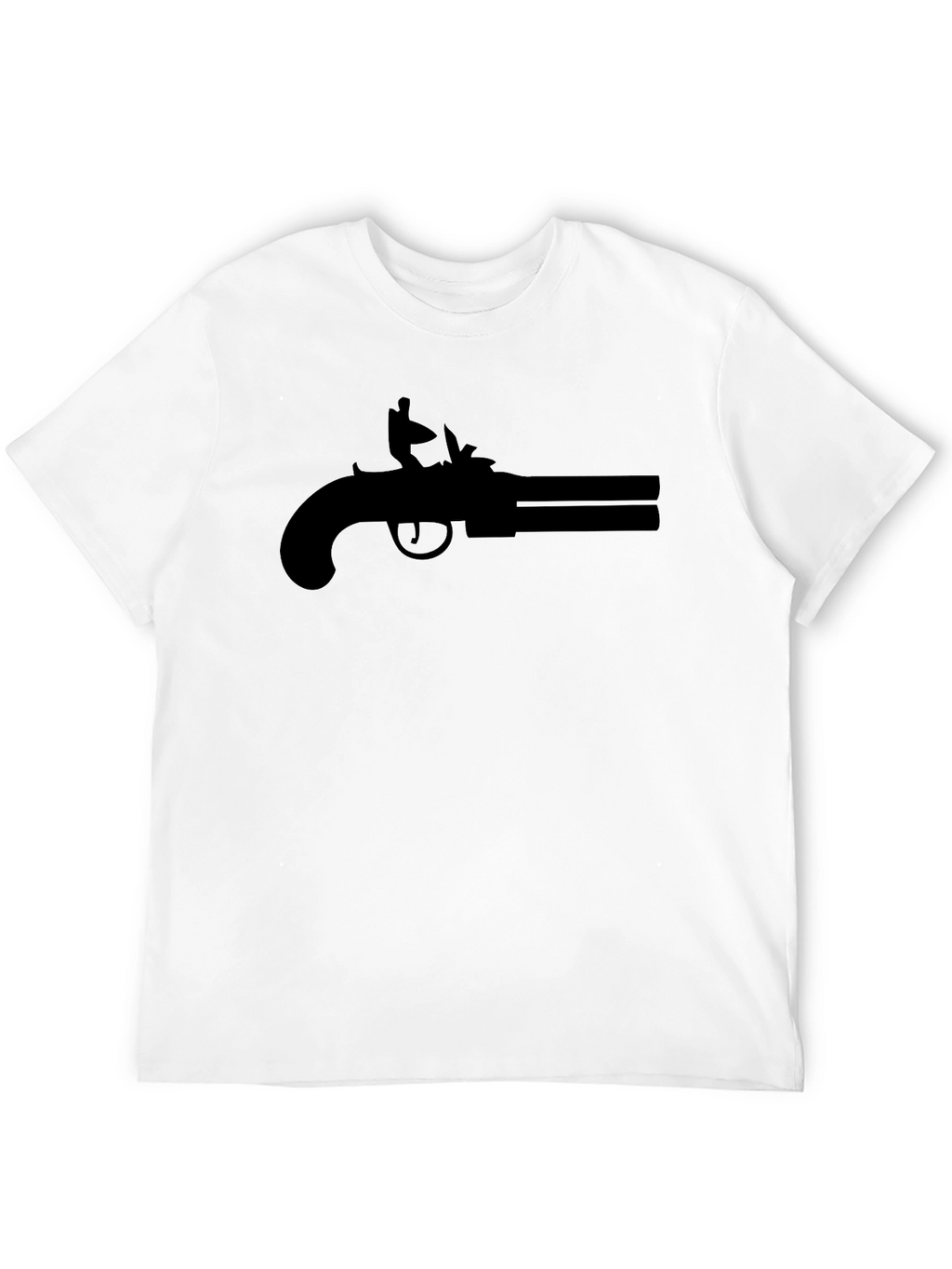Double Barrel Pistol Graphic Tee - Black Cotton T-Shirt