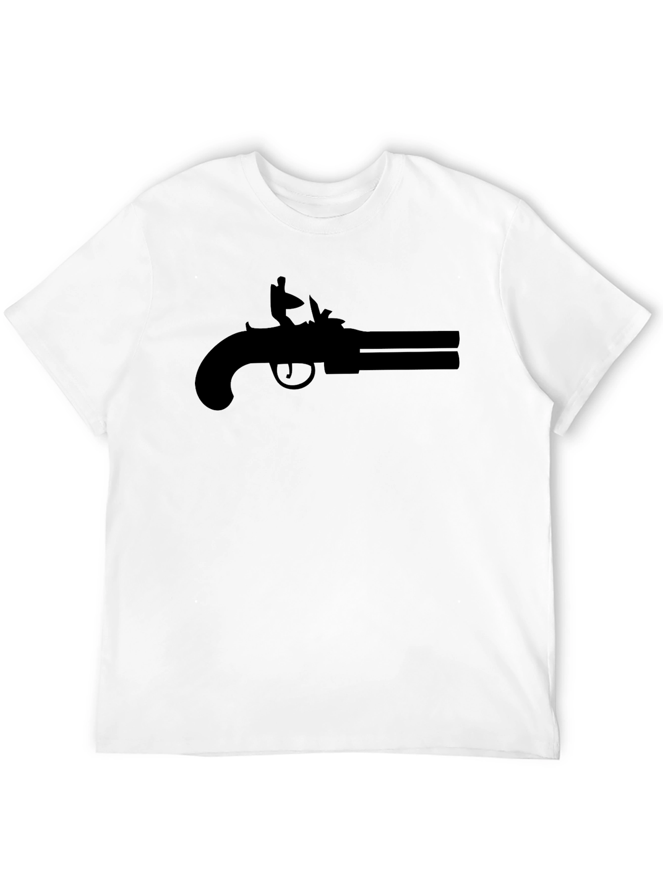 Double Barrel Pistol Graphic Tee - Black Cotton T-Shirt